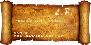 Lencsés Piroska névjegykártya
