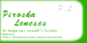 piroska lencses business card